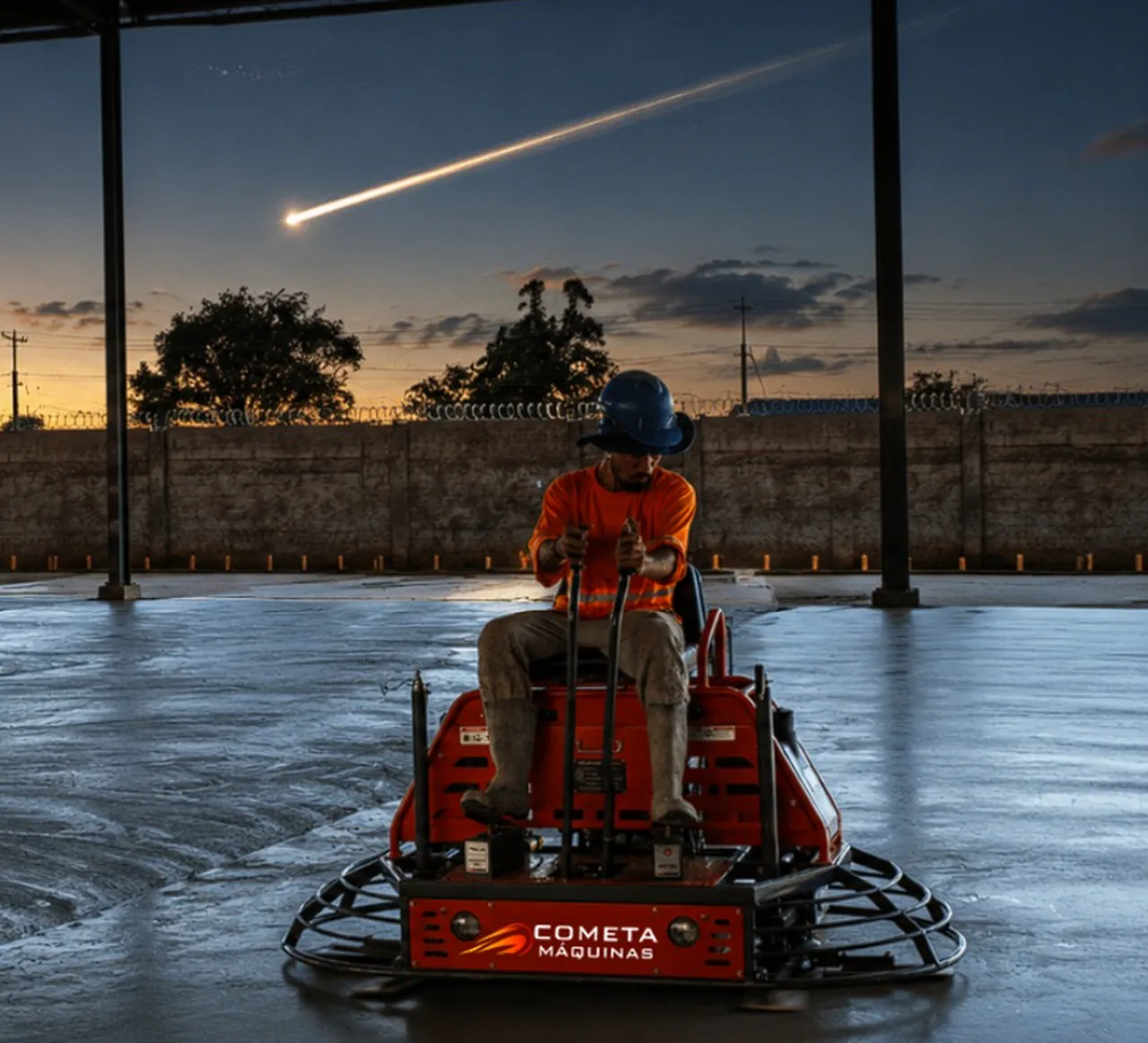 Equipamento Cometa em operação em piso industrial